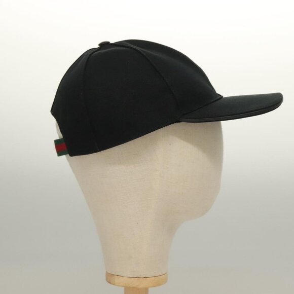 GUCCI Web Sherry Line Cap Canvas L Black Red Green Auth - Picture 5 of 16